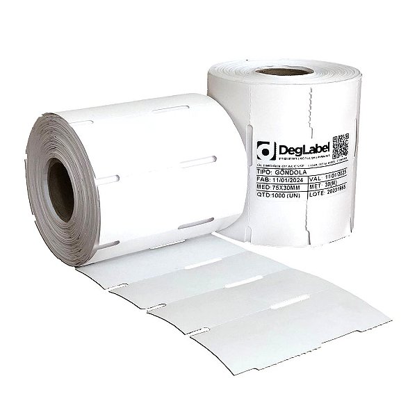 Rolo Etiqueta Gondola 75x30mm Branca 1000UN (30M) Tub 1"