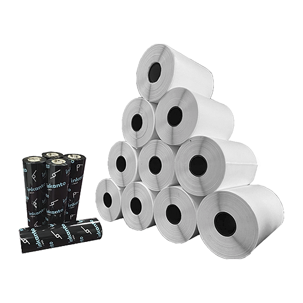 Kit 10 Un Rolos Etiqueta 60X130mm Bopp Adesiva + 5 Ribbons Misto 233UN (31M) Tub 1"