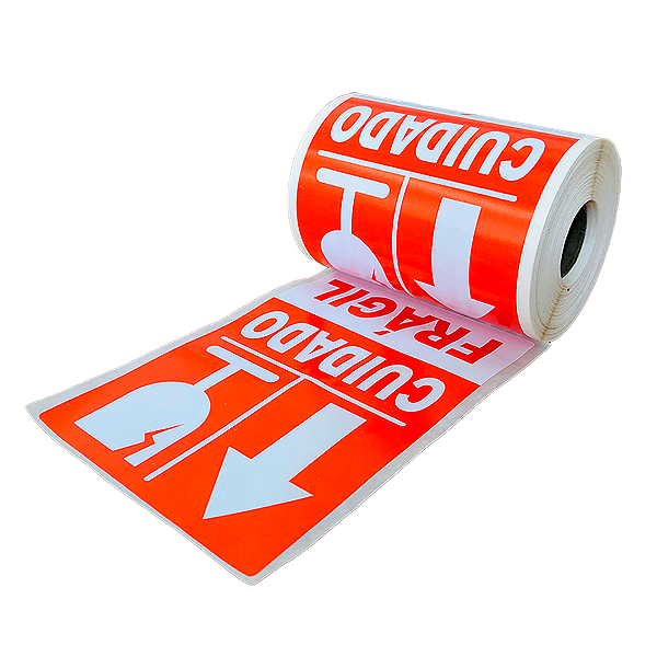 Rolo Etiqueta 100x150mm Cuidado Frágil Couchê  203UN