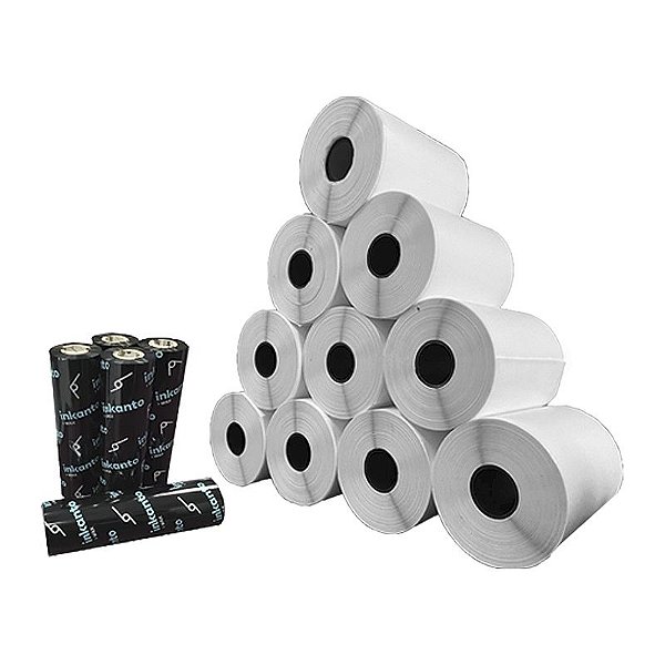 Kit 10 Un Rolos Etiqueta 60X30mm Bopp + 5 Ribbons Misto