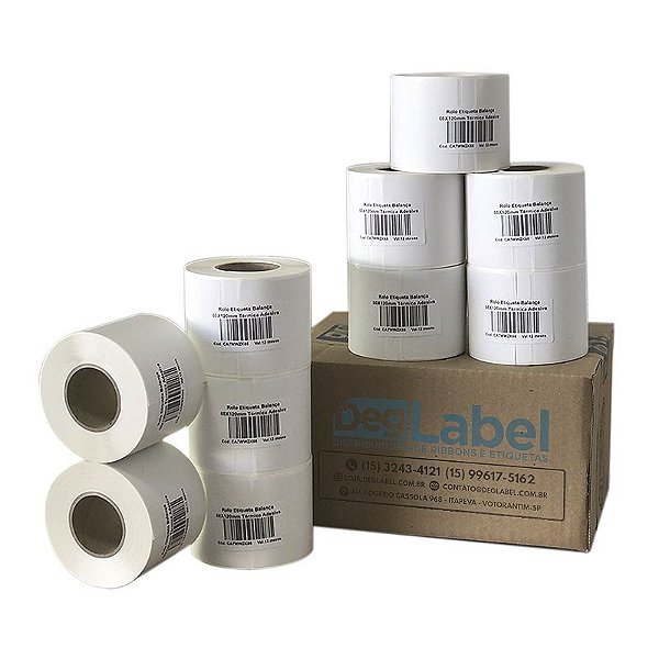 Cx 10 Un Bobinas Etiqueta Balança 60X30mm Térmica Adesiva 909UN (30M) Tub 1,5"