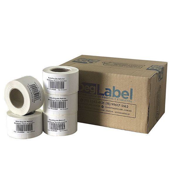 Cx 5 Un Bobinas Etiqueta Balança 40X40mm Térmica Adesiva 698UN (30M) Tub 1,5"