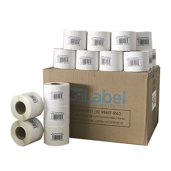 Cx 60 Un Bobinas Etiqueta Balança 60X40mm Térmica Adesiva 488UN (21M) Tub 1,5"