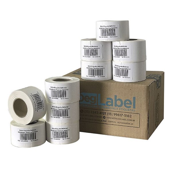 Cx 10 Un Bobinas Etiqueta Balança 40x25mm Térmica Adesiva 1071UN (30M) Tub 1,5"