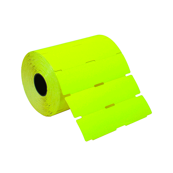 Rolo de Etiqueta Gôndola Tag Amarela Flourescente 105X30mm S/Adesivo Universal