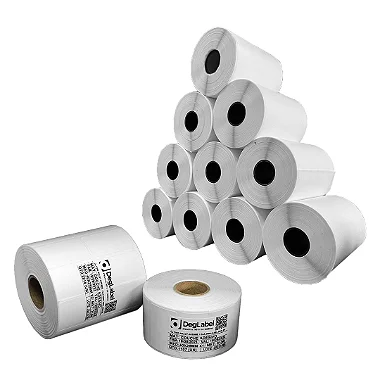 Kit 10 Un Rolos Etiqueta 40x25mm FULL Couchê Adesiva + 5 Ribbons Cera
