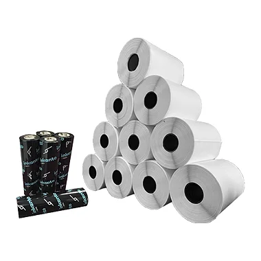 Kit 10 Un Rolos Etiqueta 80X30mm Bopp + 5 Ribbons Misto