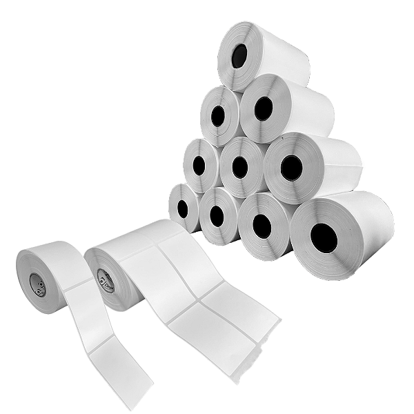 Cx 10 Un Rolos Etiqueta 50X75mm Couchê Adesiva