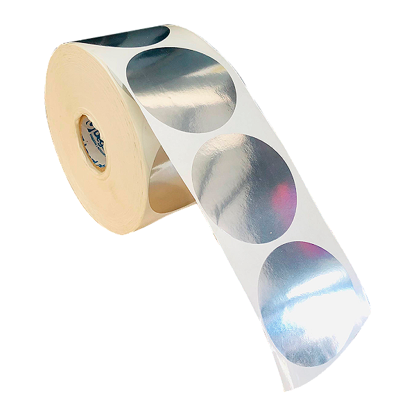 Rolo Etiqueta Bolinha Redonda Metalizada Cromo  (5x5cm) 50x50mm 1000 UN