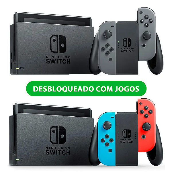 Console Nintendo Switch Destravado Desbloqueado (Com Jogos) - Seminovo
