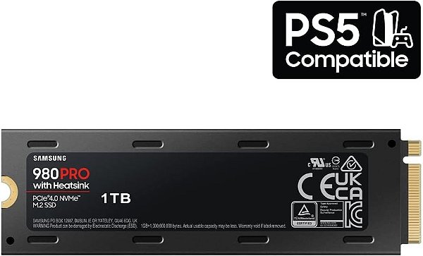 SSD NVMe M.2 SAMSUNG SSD 980 PRO 1 TB Com Dissipador de Calor - Seminovo - Compatível com PS5