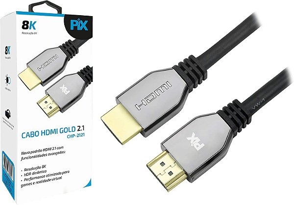 Cabo HDMI Gold 2.1 8K HD - Pix - HDMI 2.1
