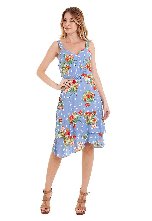 vestido curto de viscose estampado