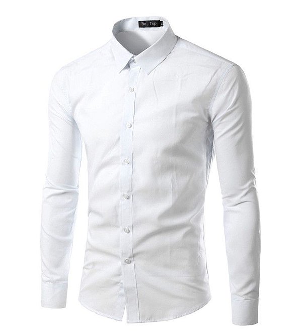 camisa slim fit branca masculina