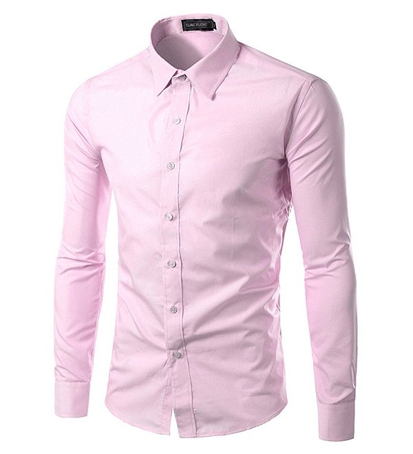 camisa social masculina rosa bebe
