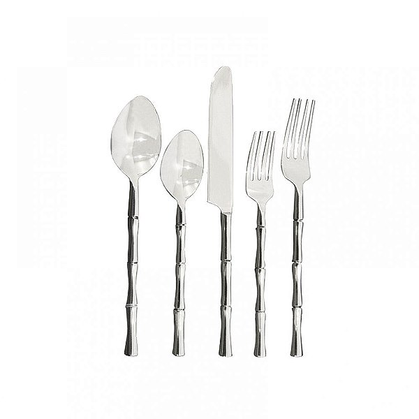 Faqueiro jantar e sobremesa cabo bambu de inox (20 peças)