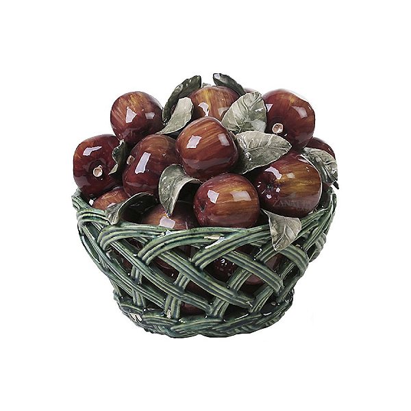 Cesta de cerâmica vazada com maçãs