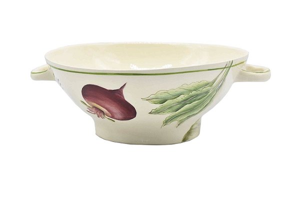 Escorredeira M com alça e desenho de legumes