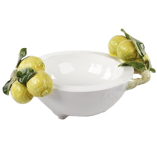 Bowl Kenoa com pé branco P com dois galhos de limões Zanatta
