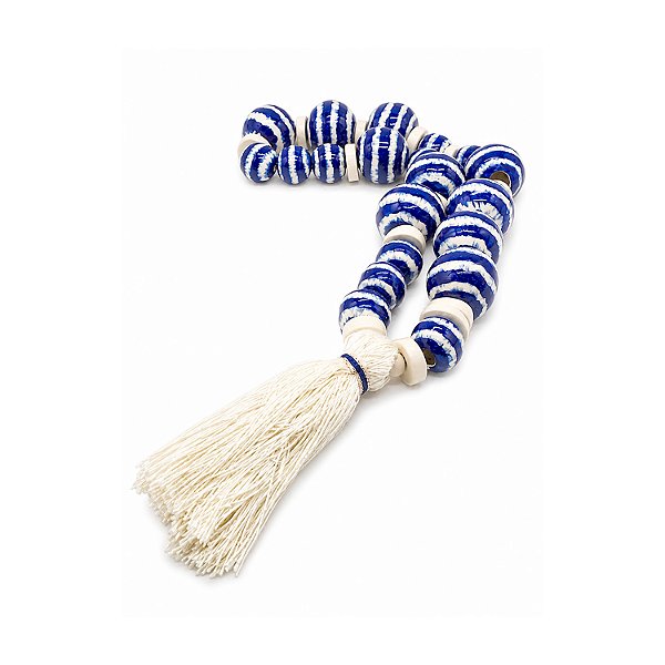 Pendantif tie dye azul e faiança e seda cru Zanatta Casa