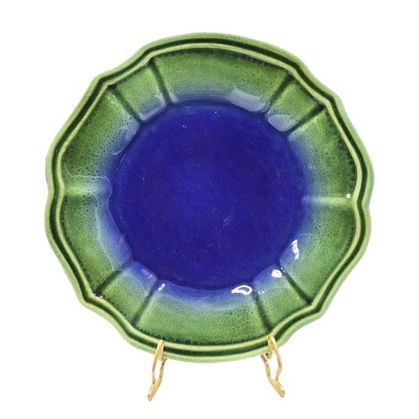Prato sobremesa casual degradê azul com verde