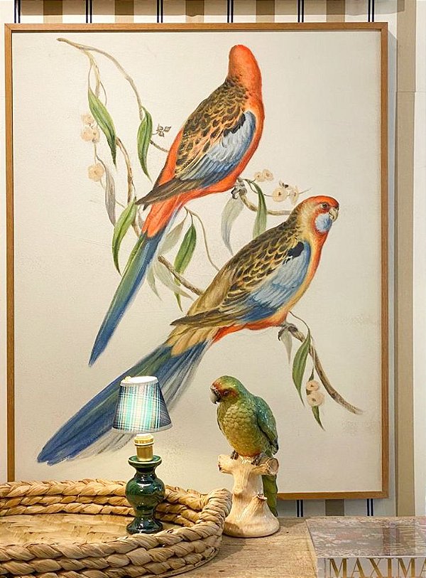 Quadro a óleo pássaros coloridos 5