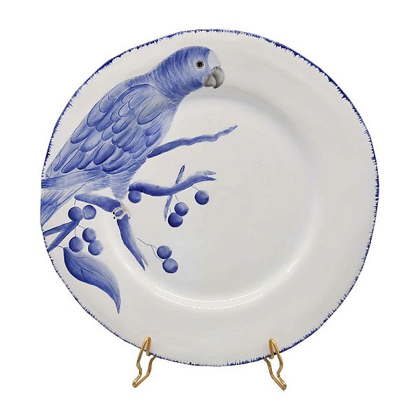 Prato raso amassado pássaro pincelada azul 3