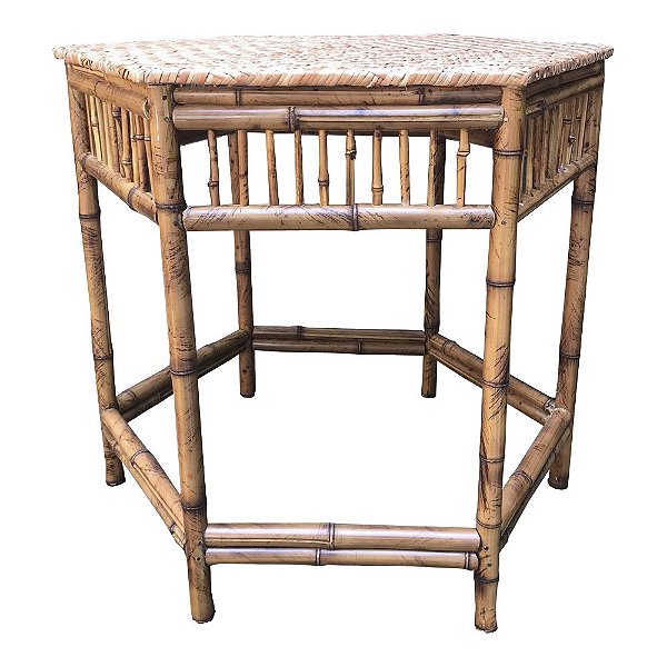 Mesa lateral inglesa hexagonal de bambu