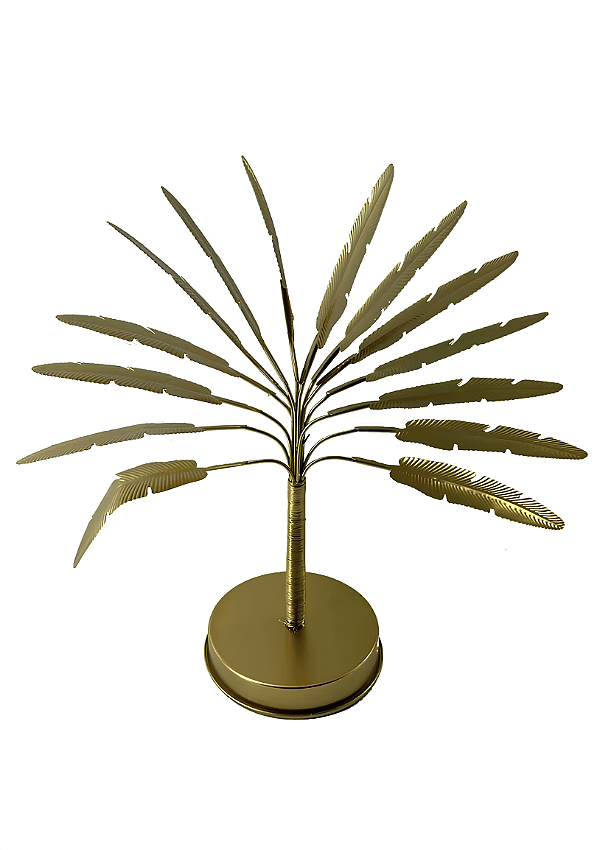 Coqueiro em metal dourado decorativo