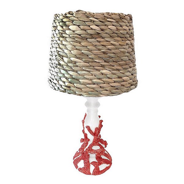 Abajur Coral Vermelho com Cúpula de Taboa