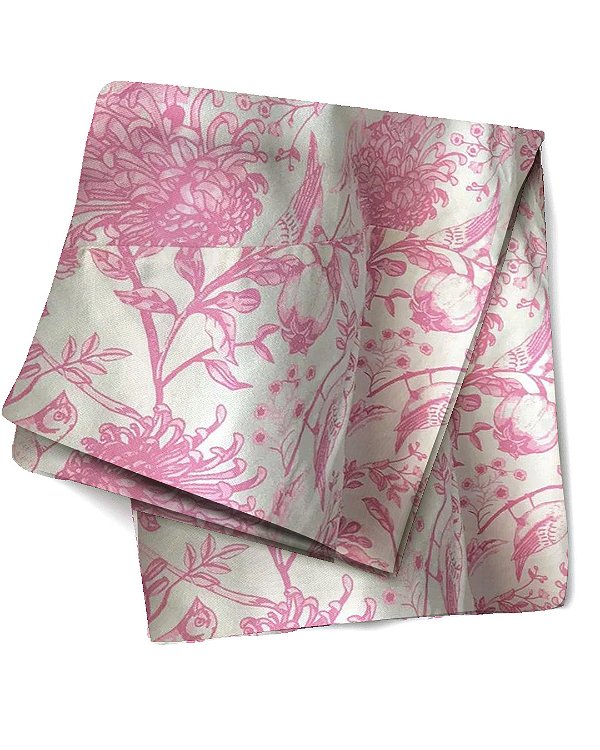 Toalha de mesa pássaros e flores (3,24x 1,24m) +28cm babado