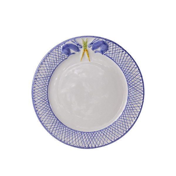 Prato sobremesa Coelho Azul Relevo com Cenoura