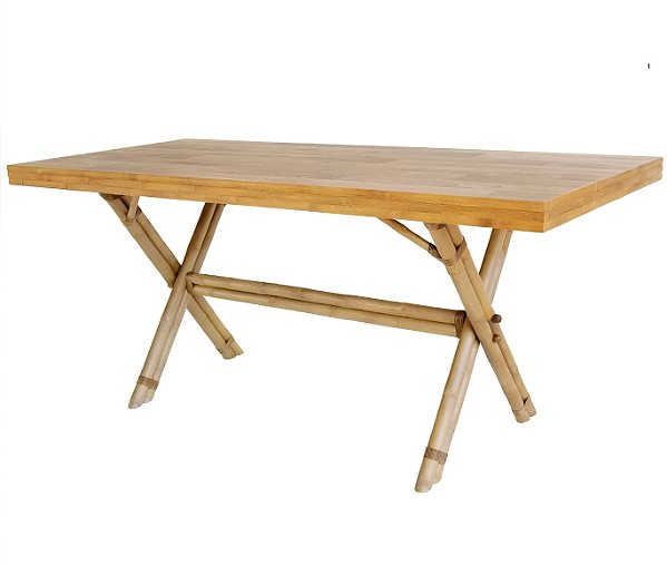 Mesa retangular madeira e bambu (1,10 x 1,80)