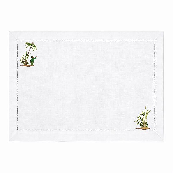 Jogo americano em linho com bordados lagoa