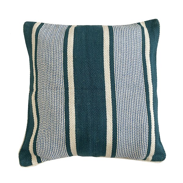 Capa de almofada listrada azul Tramado com Palha 48x48 cm