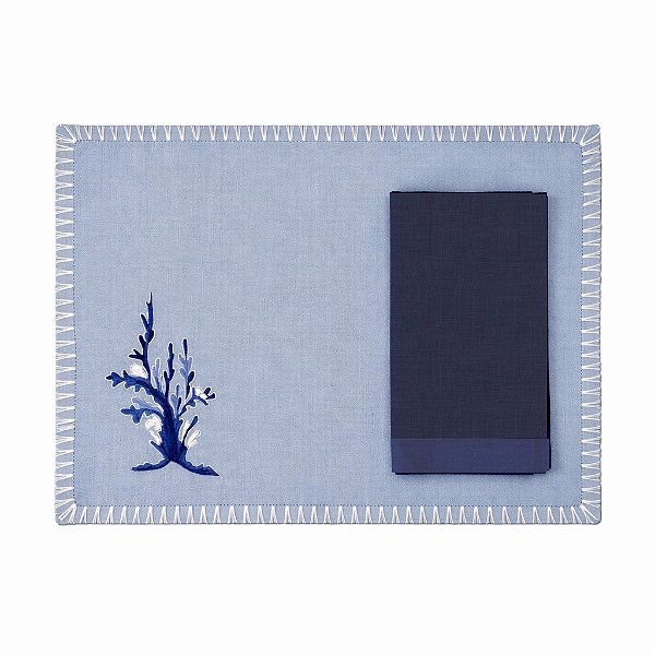 Jogo Americano Azul Coral (cj com 6)