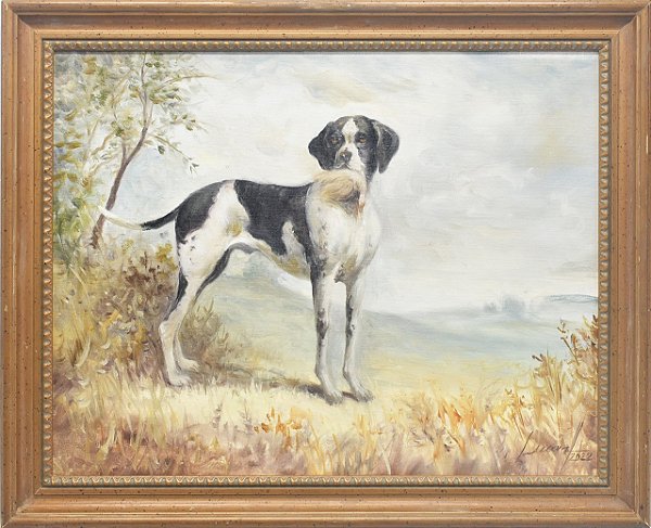 Quadro cão com caça na boca