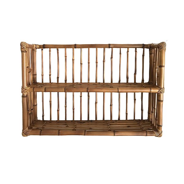 Estante de parede de bambu