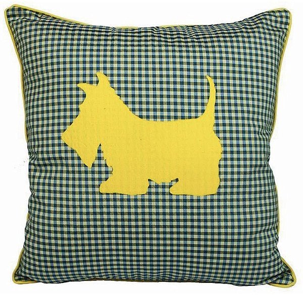 Capa de Almofada xadrez Cachorro Schnauzer 48x48 cm