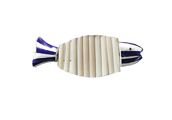 Peixe decorativo de madeira e cerâmica
