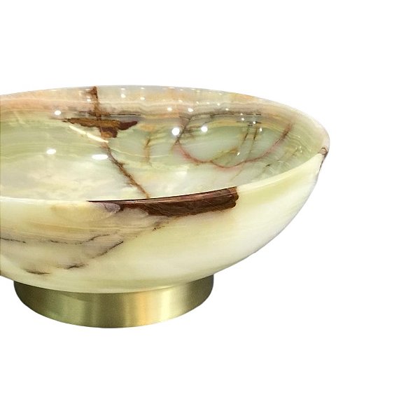 Cachepot ônix com base em latão (40 cm diâmetro)