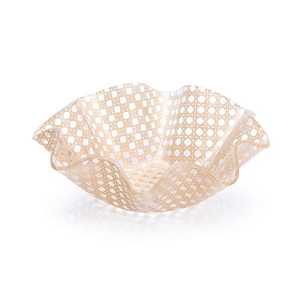 Cesta de pão M acrílico e palhinha vienna