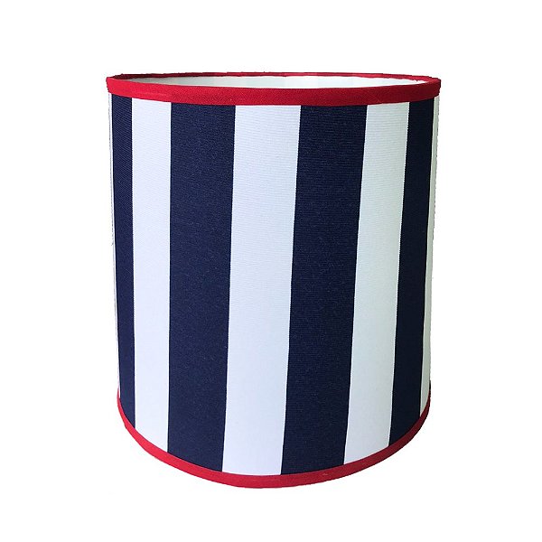 Cúpula de abajur listrado azul e branco