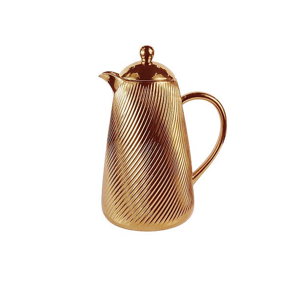 Garrafa Térmica em Porcelana Dourada
