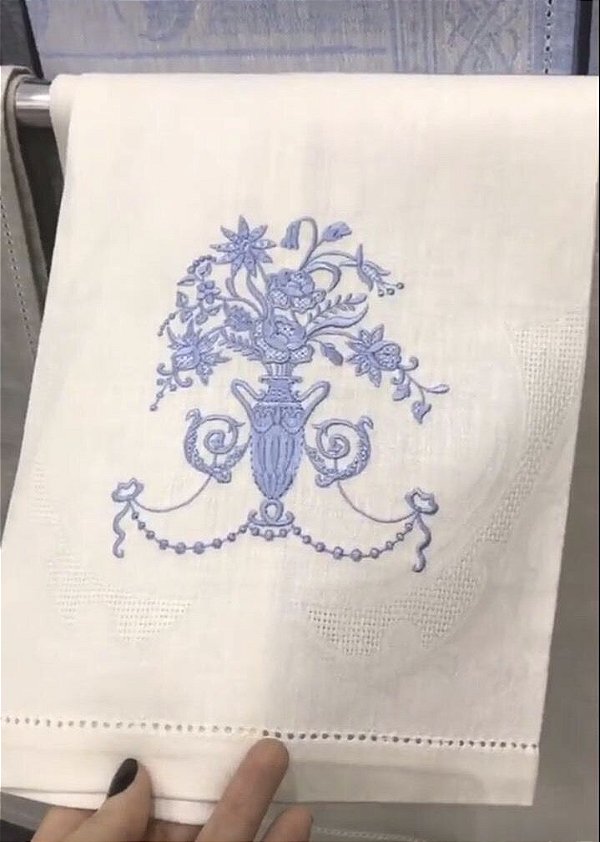 Toalha Lavabo Flor Azul