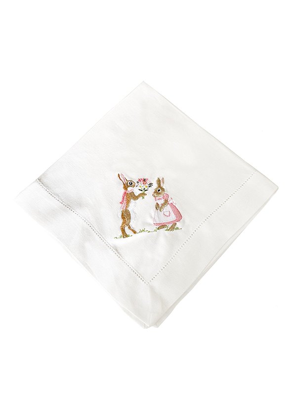 Guardanapo Casal de Coelhos roupa rosa