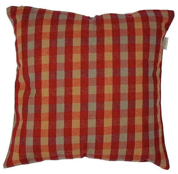 Capa de Almofada Xadrez Vermelho Ecossustentável 45x45 cm