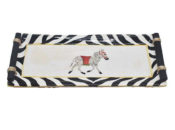 Bandeja fina G com desenho de zebra