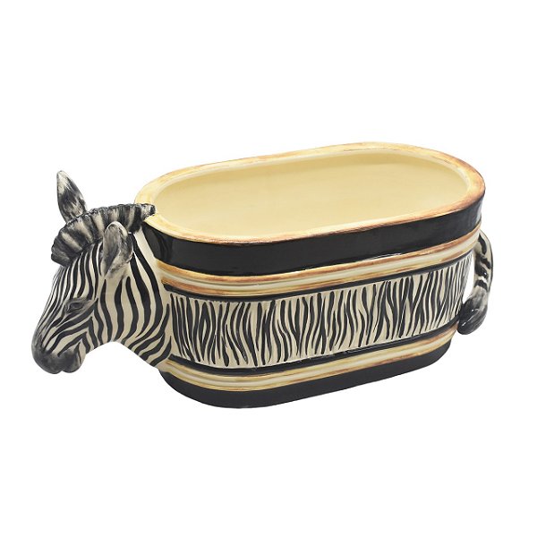 Cachepot oval com aplicação zebra