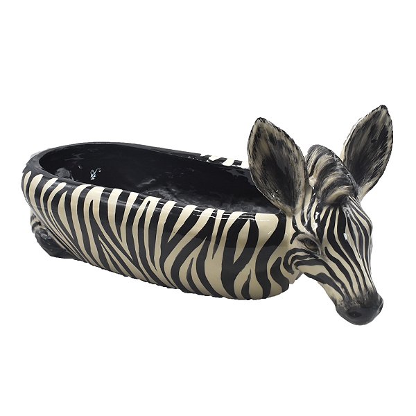 Floreira oval com aplicação de zebra